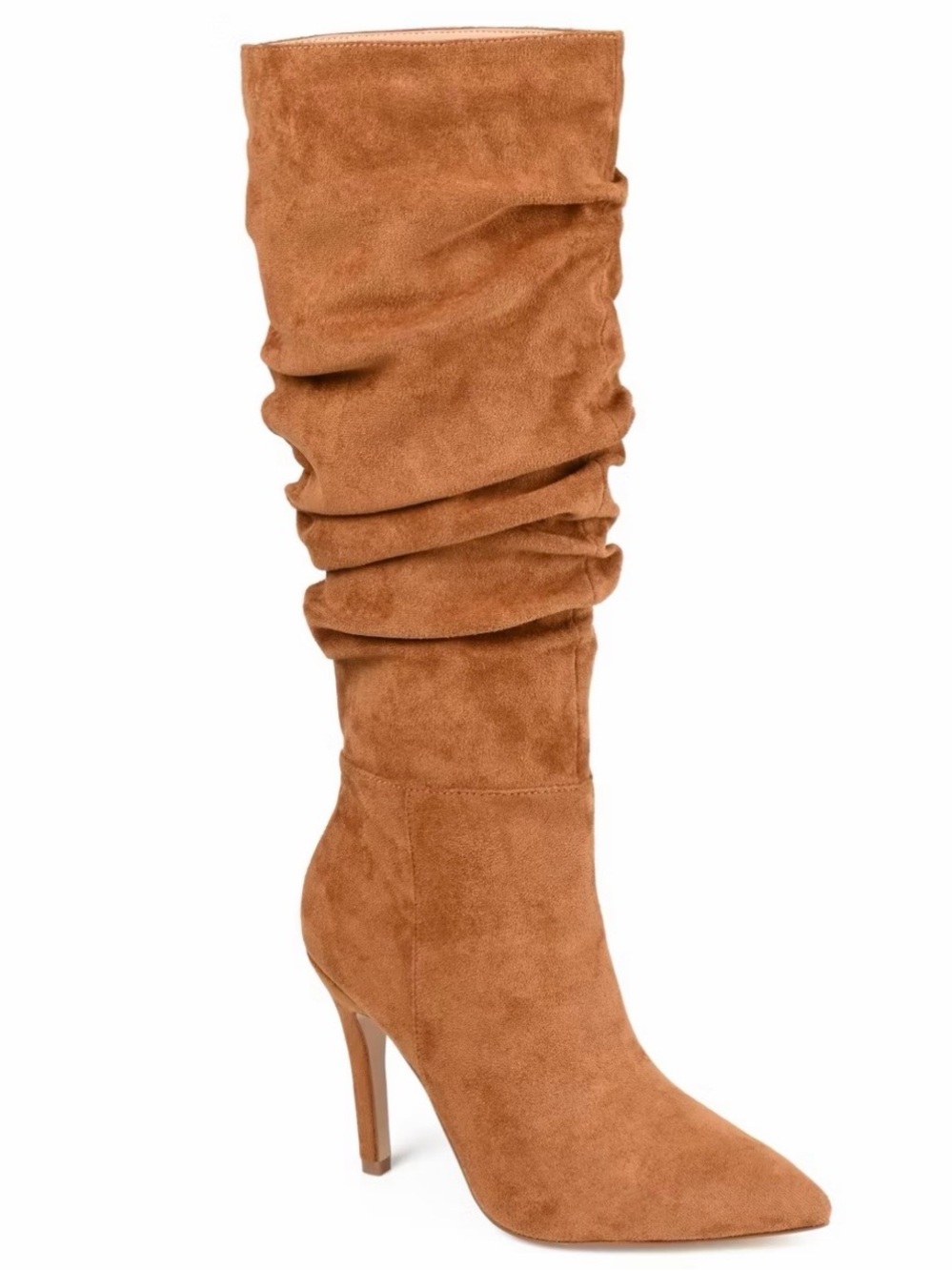 Journee Collection Suede High heel Boots cognac